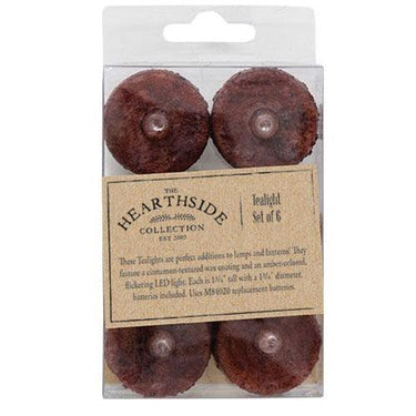 6 Pkg Burnt Burgundy LED Tealights - The Fox Decor